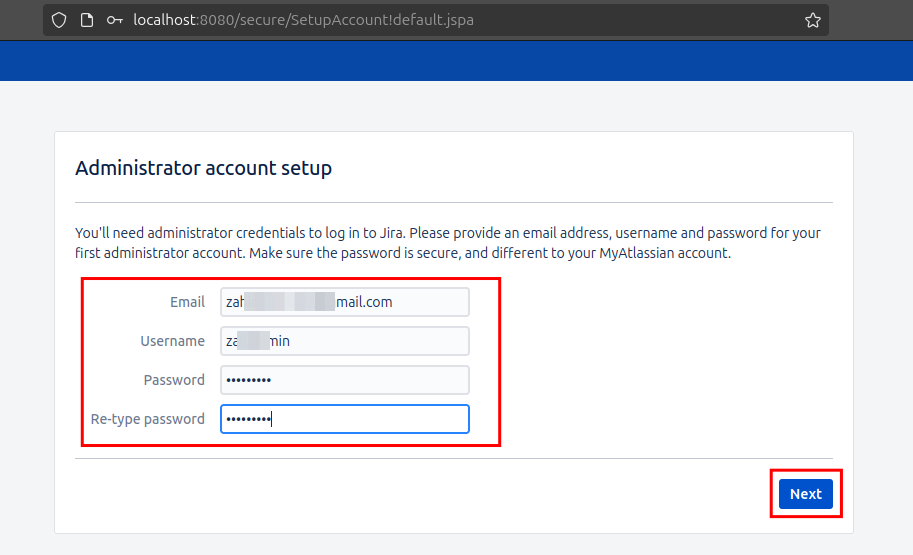 Set up Jira administrative account