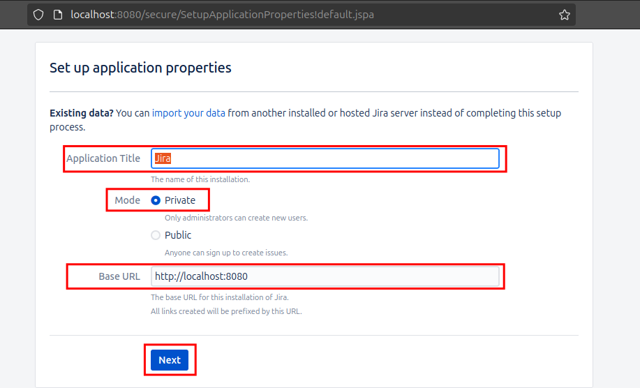 Set  up application properties