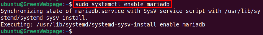 sudo systemctl enable mariadb