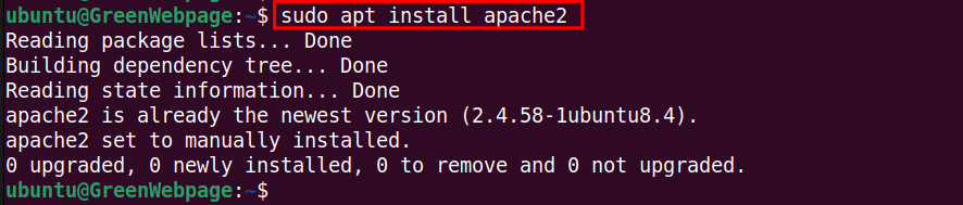 sudo apt install apache2