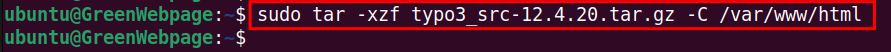 sudo tar -xzf typo3_src-12.4.20.tar.gz -C /var/www/html