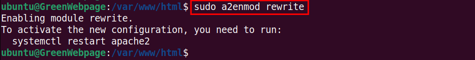 sudo a2enmod rewrite