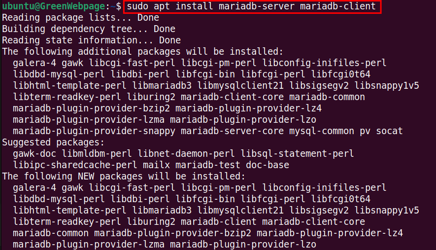 sudo apt install mariadb-server mariadb-client