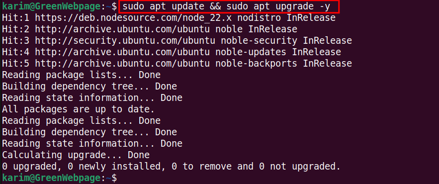 sudo apt update && sudo apt upgrade -y
