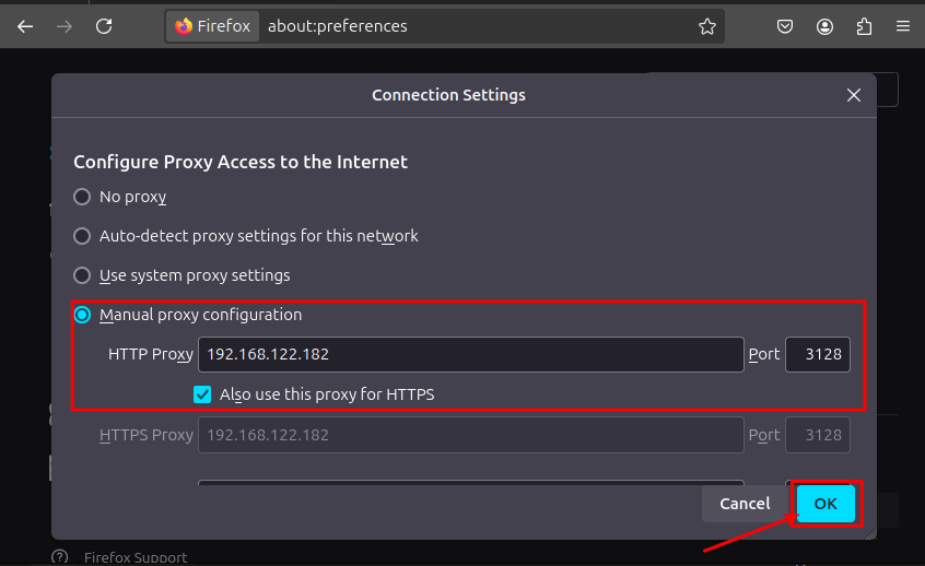 Configure manual proxy