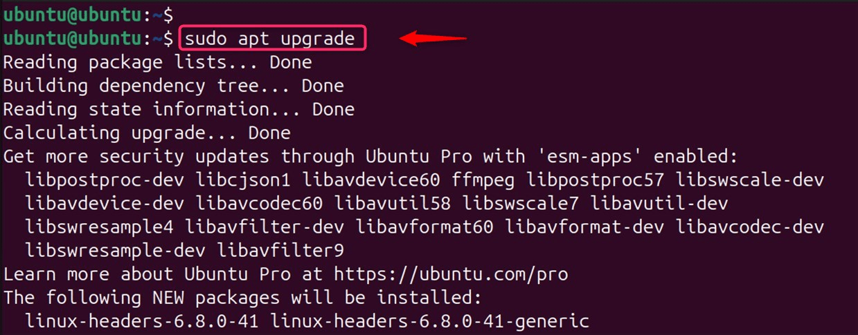   sudo apt upgrade
