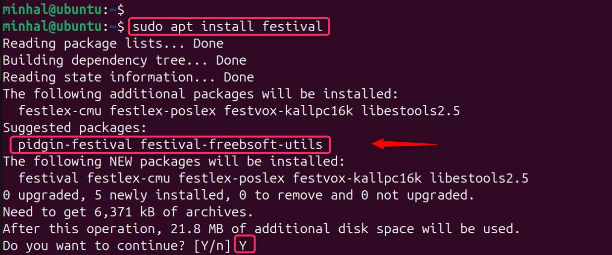 installing festival using command line