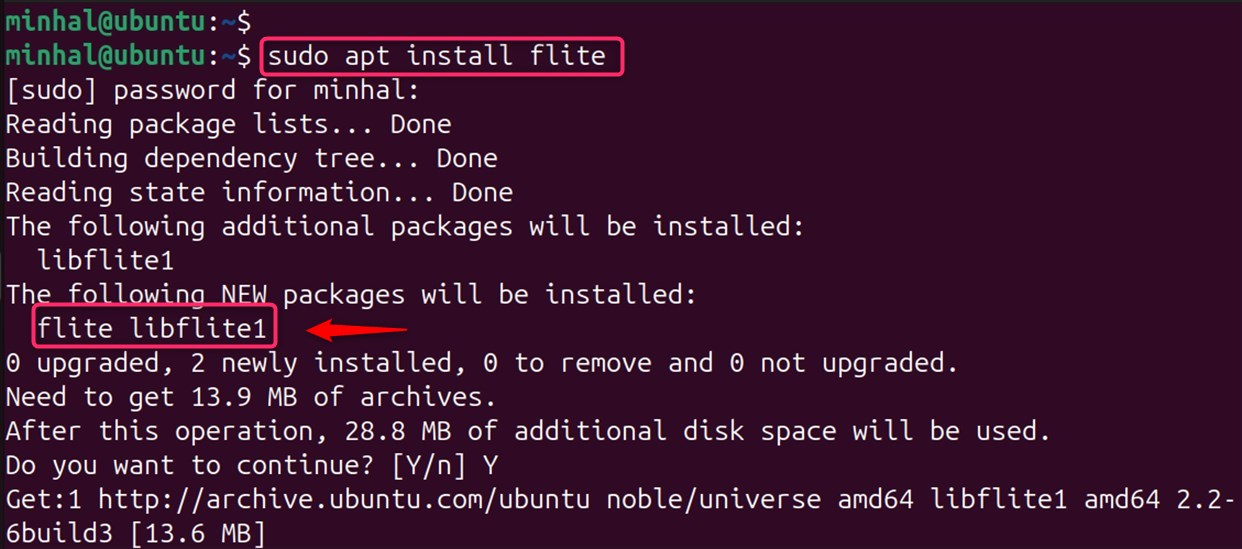 installing flite on ubuntu