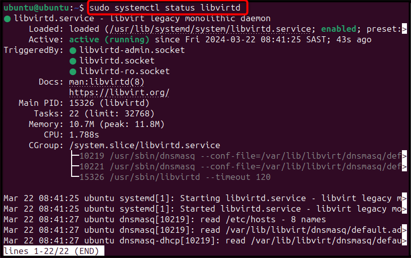 sudo systemctl status libvirtd