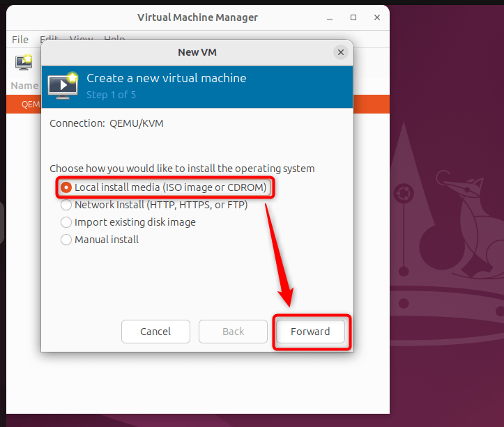 Create a virtual machine on Ubuntu