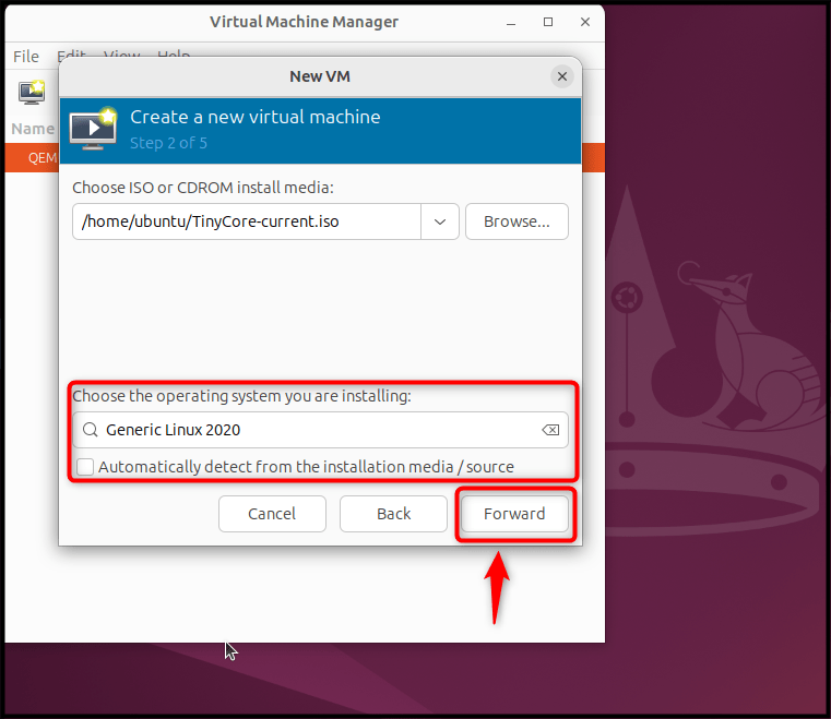 Create a virtual machine on Ubuntu