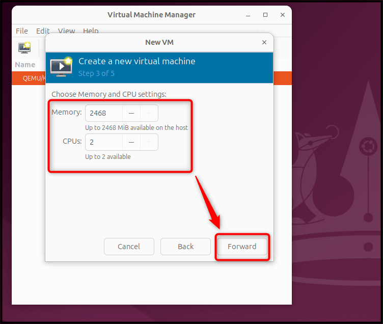 Create a virtual machine on Ubuntu