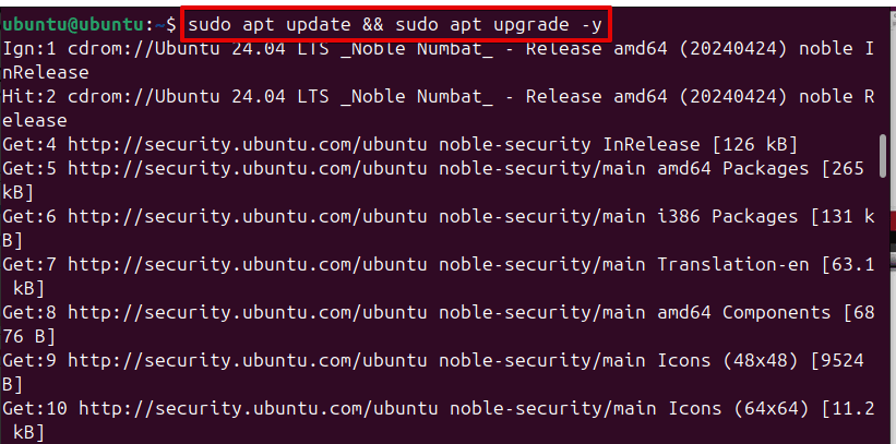 sudo apt update && sudo apt upgrade -y