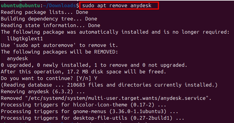 sudo apt purge anydesk