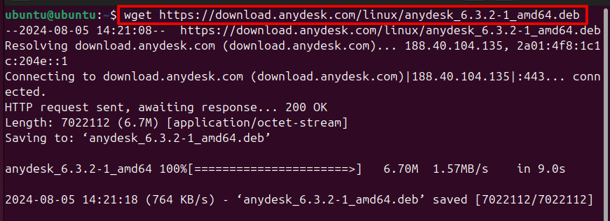 Download AnyDesk using terminal