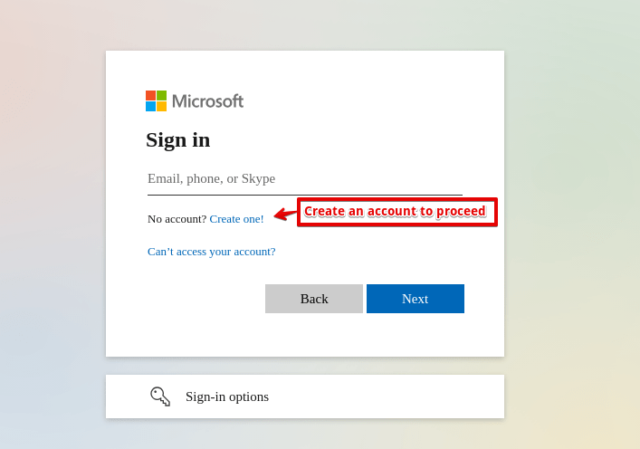 Signing in to Microsoft account 