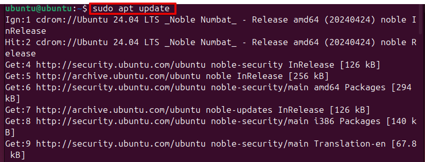 sudo apt update