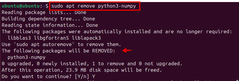 sudo apt remove python3-numpy