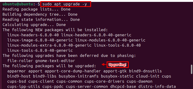 sudo apt upgrade -y