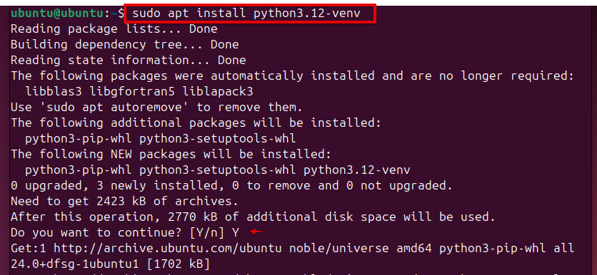 sudo apt install python3.12-venv