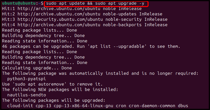 sudo apt update && sudo apt upgrade