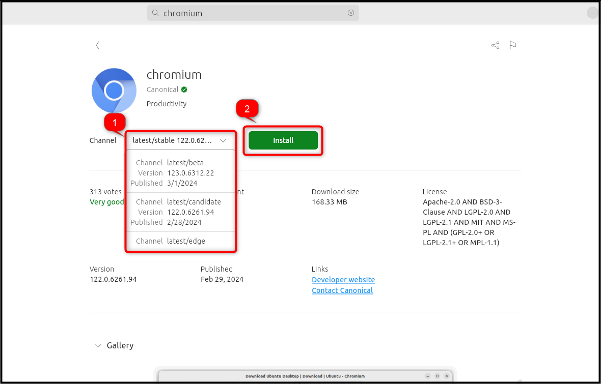 Installing Chromium from GUI