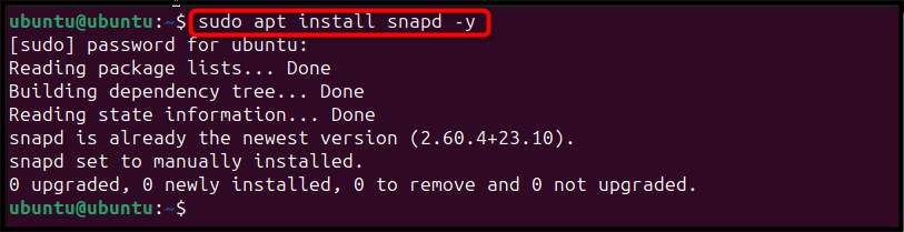 sudo apt install snapd -y