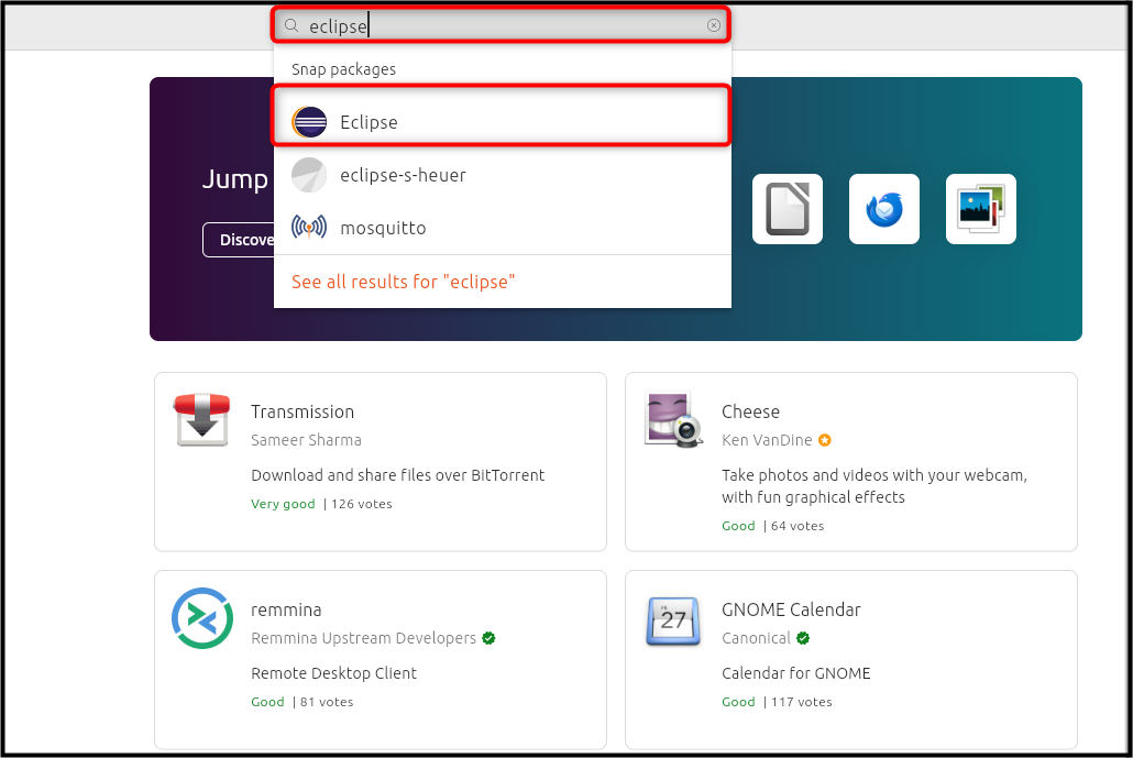 Search Eclipse in the app center