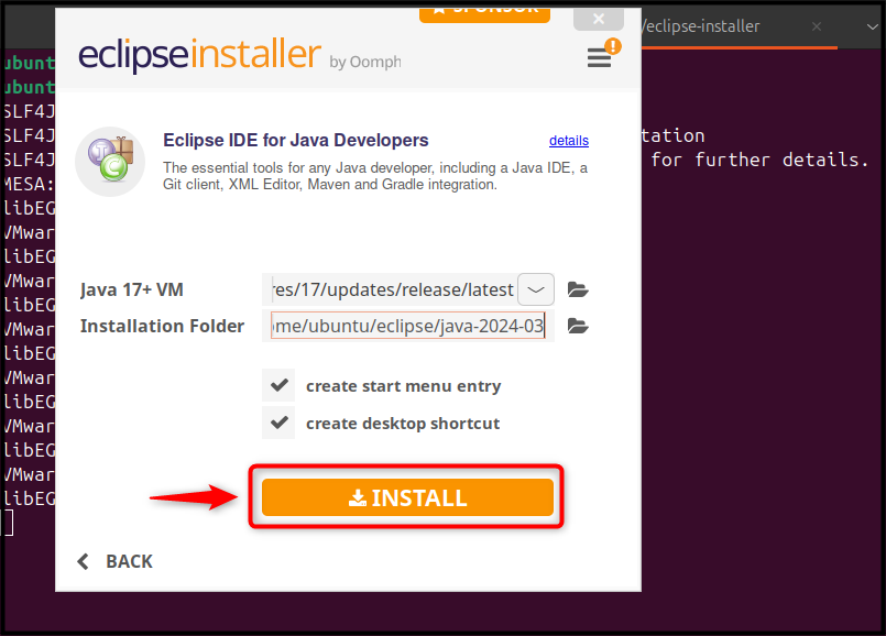 Run Eclipse installer