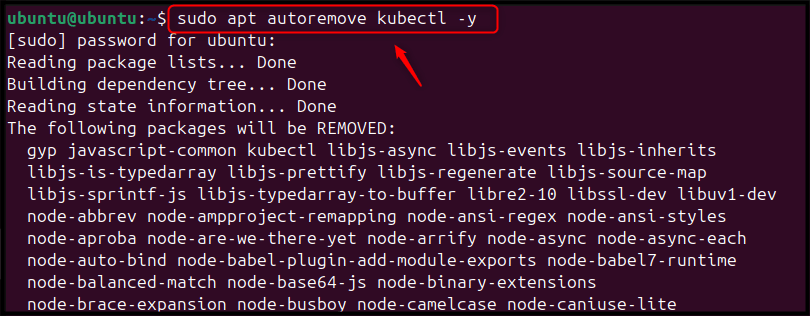 sudo apt autoremove kubectl -y