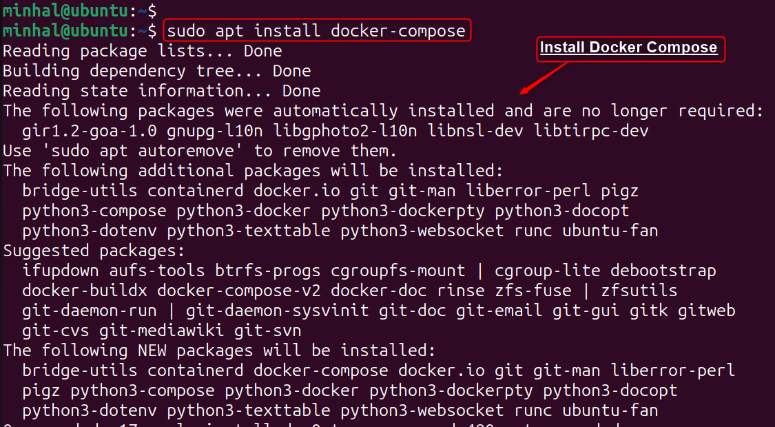 sudo apt install docker-compose