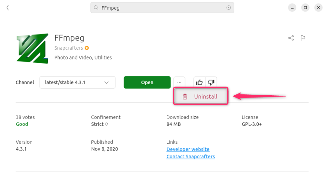 Remove FFmpeg from the App center