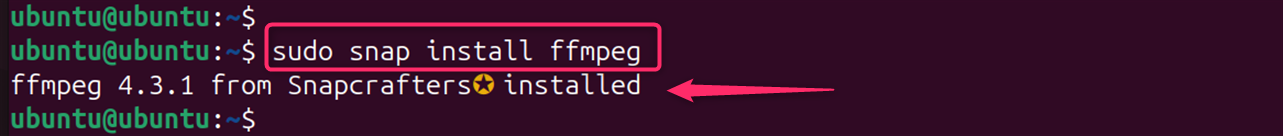 sudo snap install ffmpeg