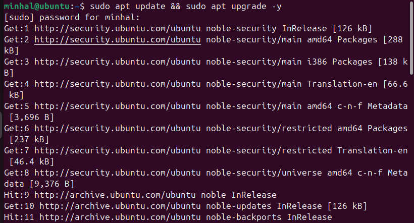 sudo apt update && sudo apt upgrade