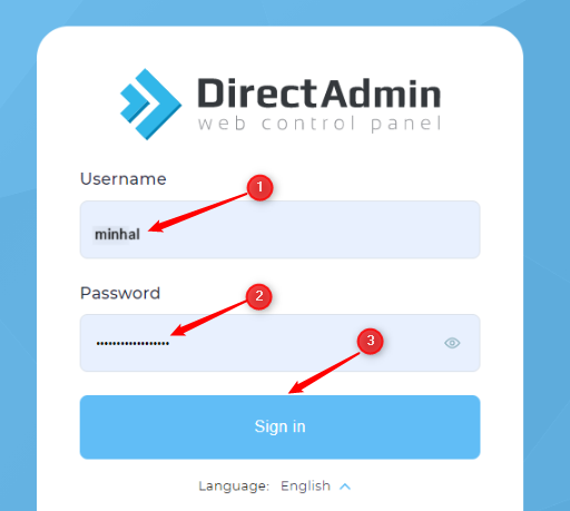 Accessing the DirectAdmin