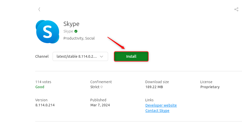 Install Skype using software center