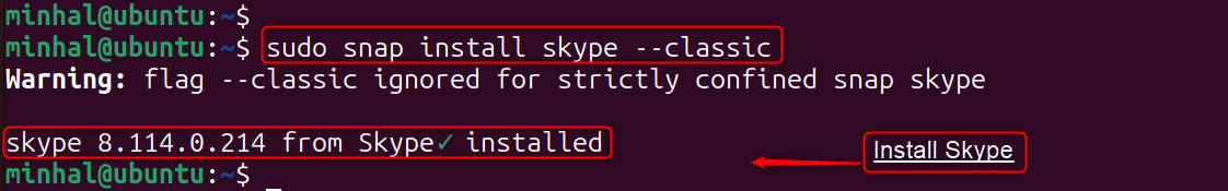 sudo snap install skype --classic