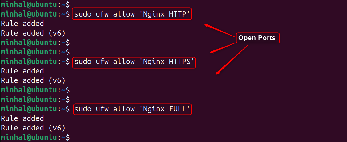 sudo ufw allow 'Nginx HTTP'