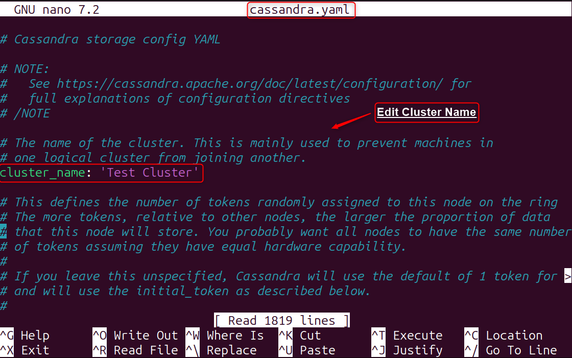 Opening configuration file cassandra.yaml