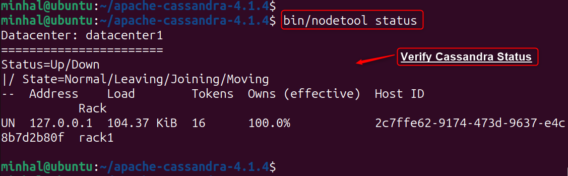 bin/nodetool status