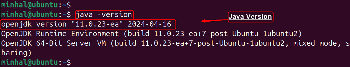java -version