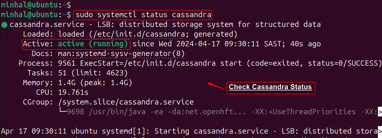 sudo systemctl status cassandra