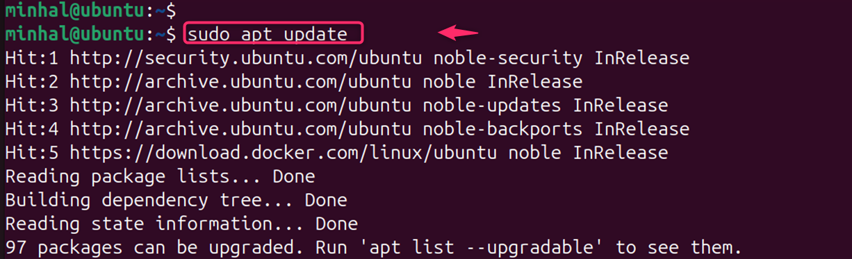 sudo apt update