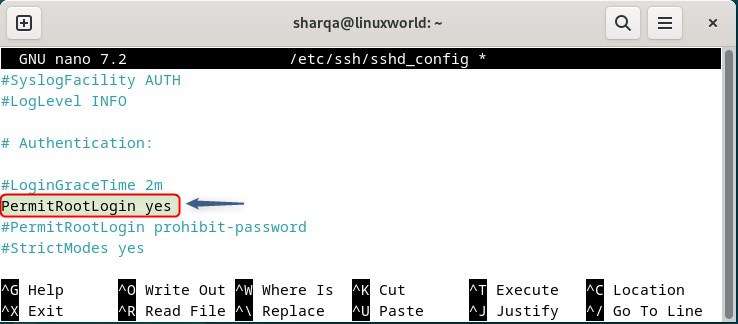 Editing the ssh server 
 configuration file