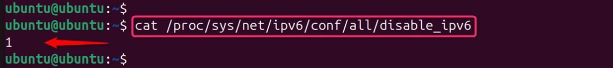 cat /proc/sys/net/ipv6/conf/all/disable_ipv6