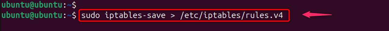 iptables-save > /etc/iptables/rules.v4
