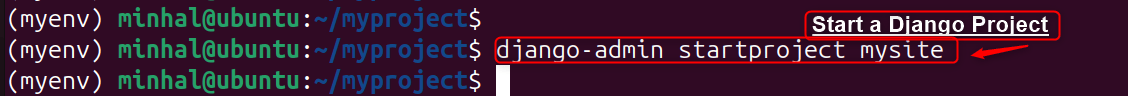 django-admin startproject mysite