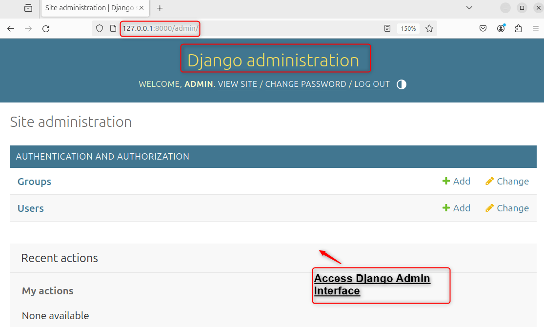 Access the Django Admin Interface