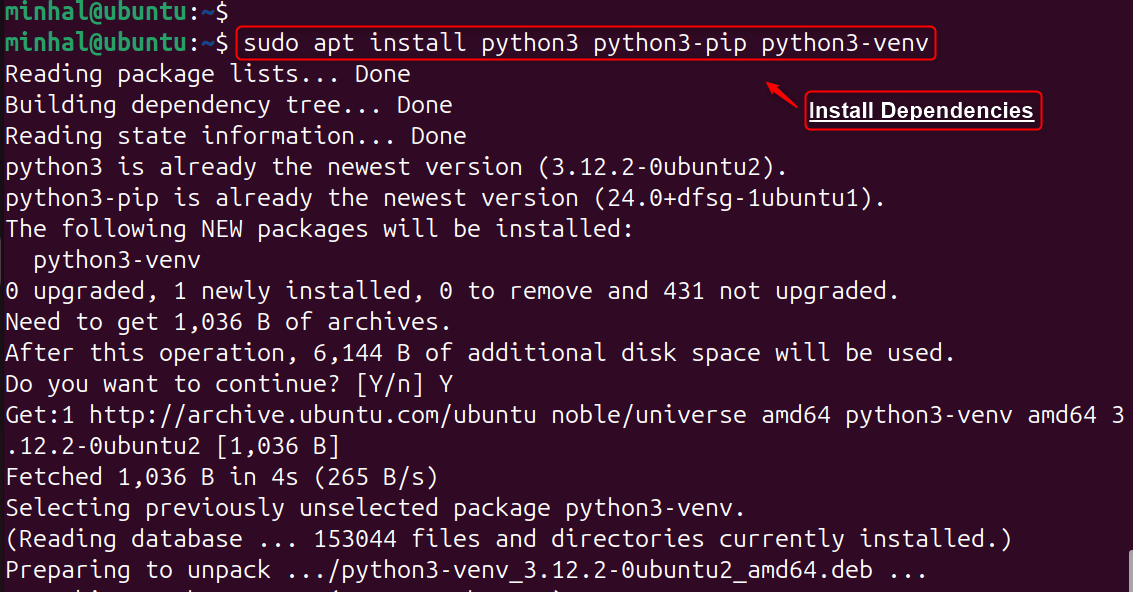 sudo apt install python3 python3-pip python3-venv