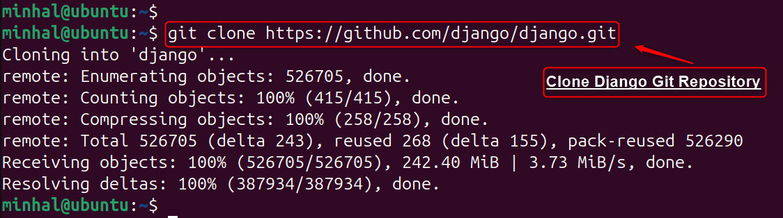 git clone <a href="https://github.com/django/django.git">https://github.com/django/django.git